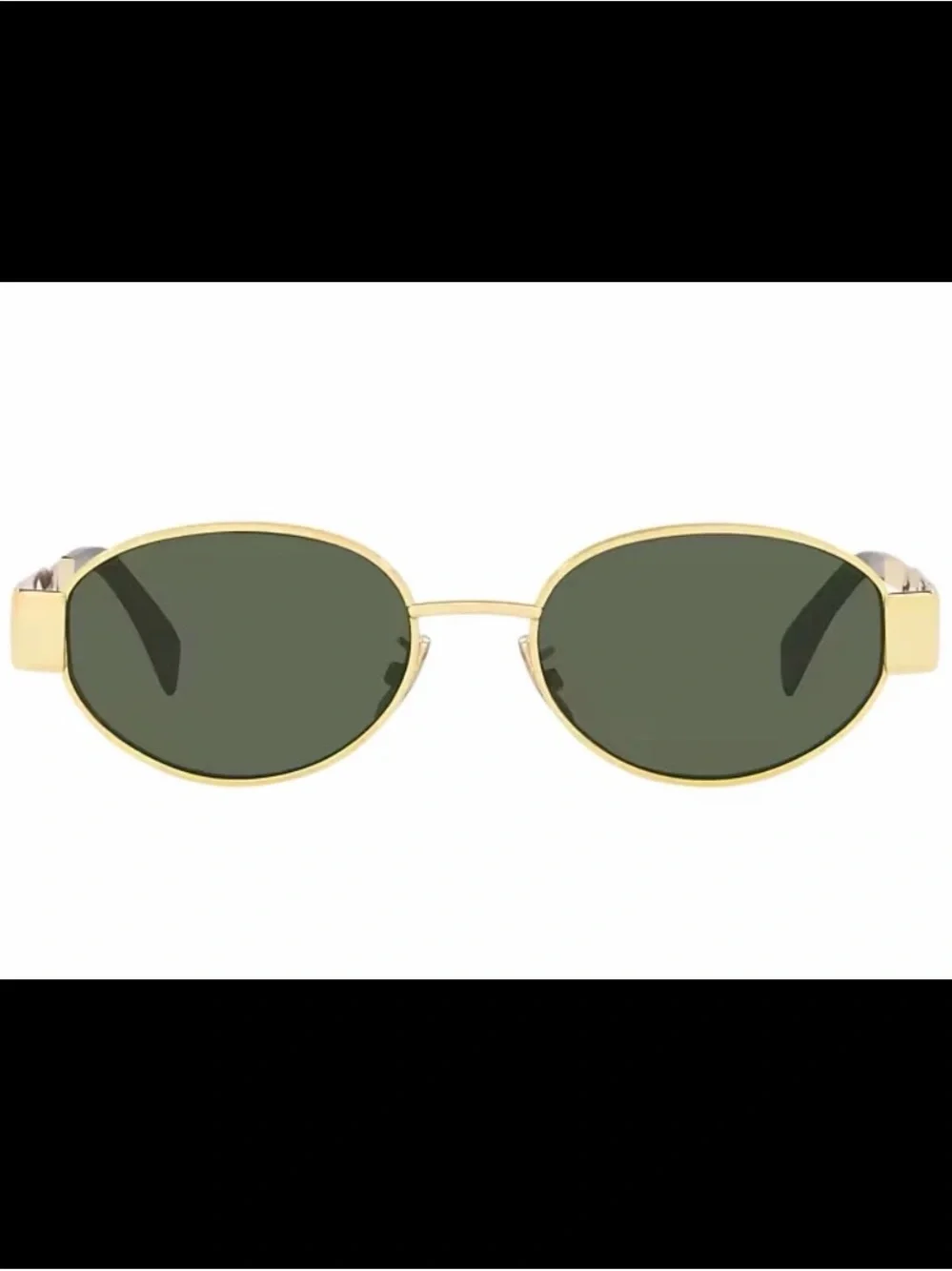 AUTHENTIC Celine Triomphe Metal Oval Sunglasses in Gold and Green
